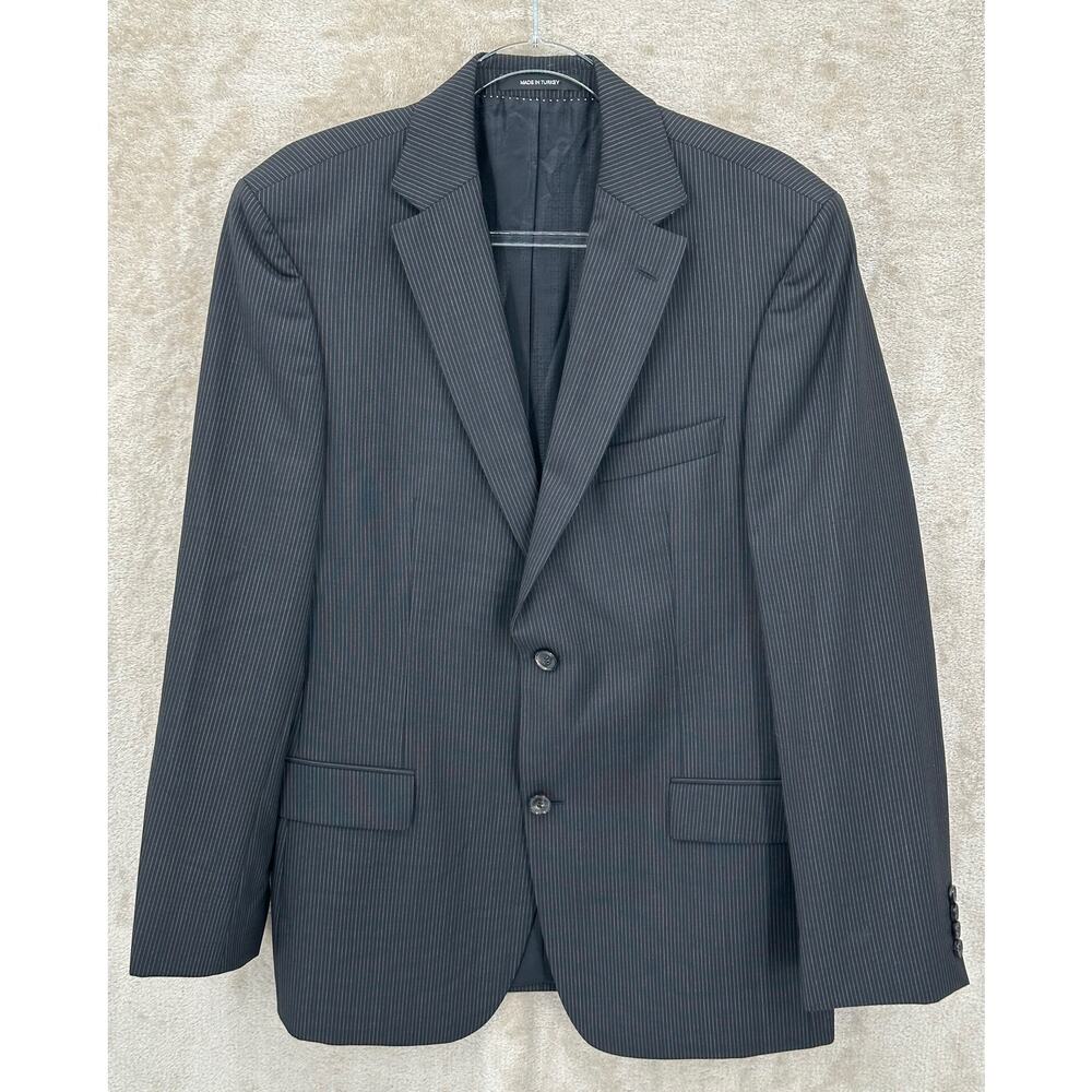 Hugo Boss Blazer Mens 40R Black Pinstripe 100% Wool Pasini Sport Coat Jacket‎